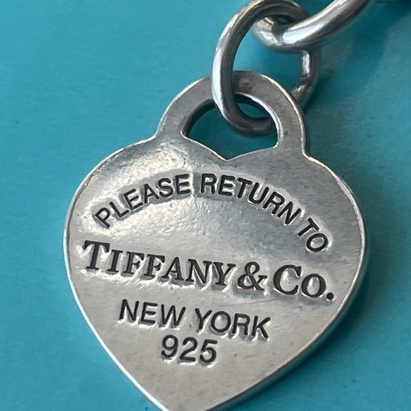 Tiffany & Co. Please Return to Tiffany Heart Blue Enamel Tag Silver Bracelet - Picture 7 of 17